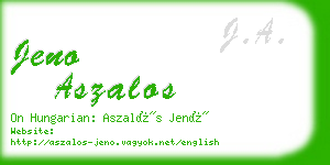 jeno aszalos business card